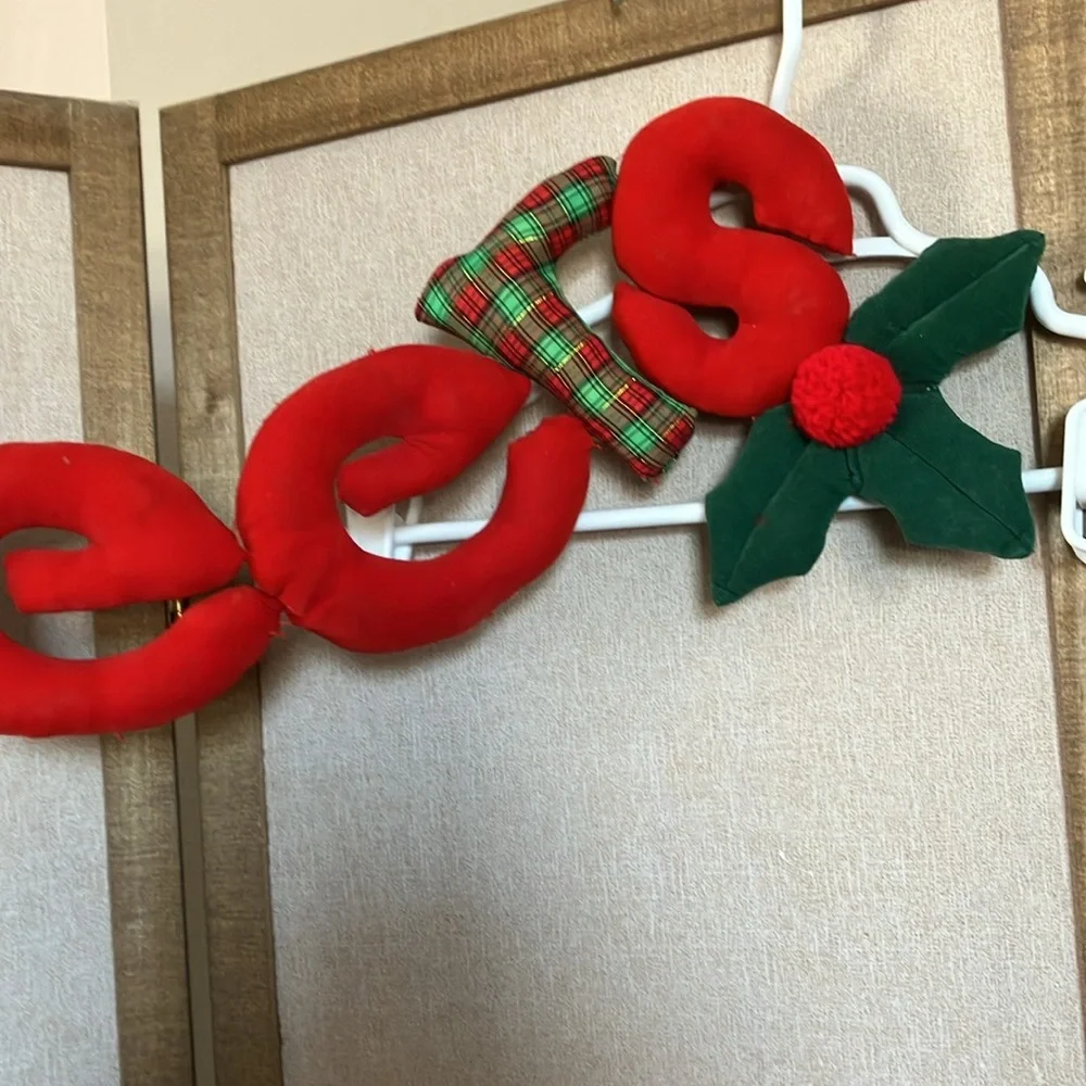 FINAL MARKDOWN Festive 'Cheers' Holiday stuffed Garland - Red and Green